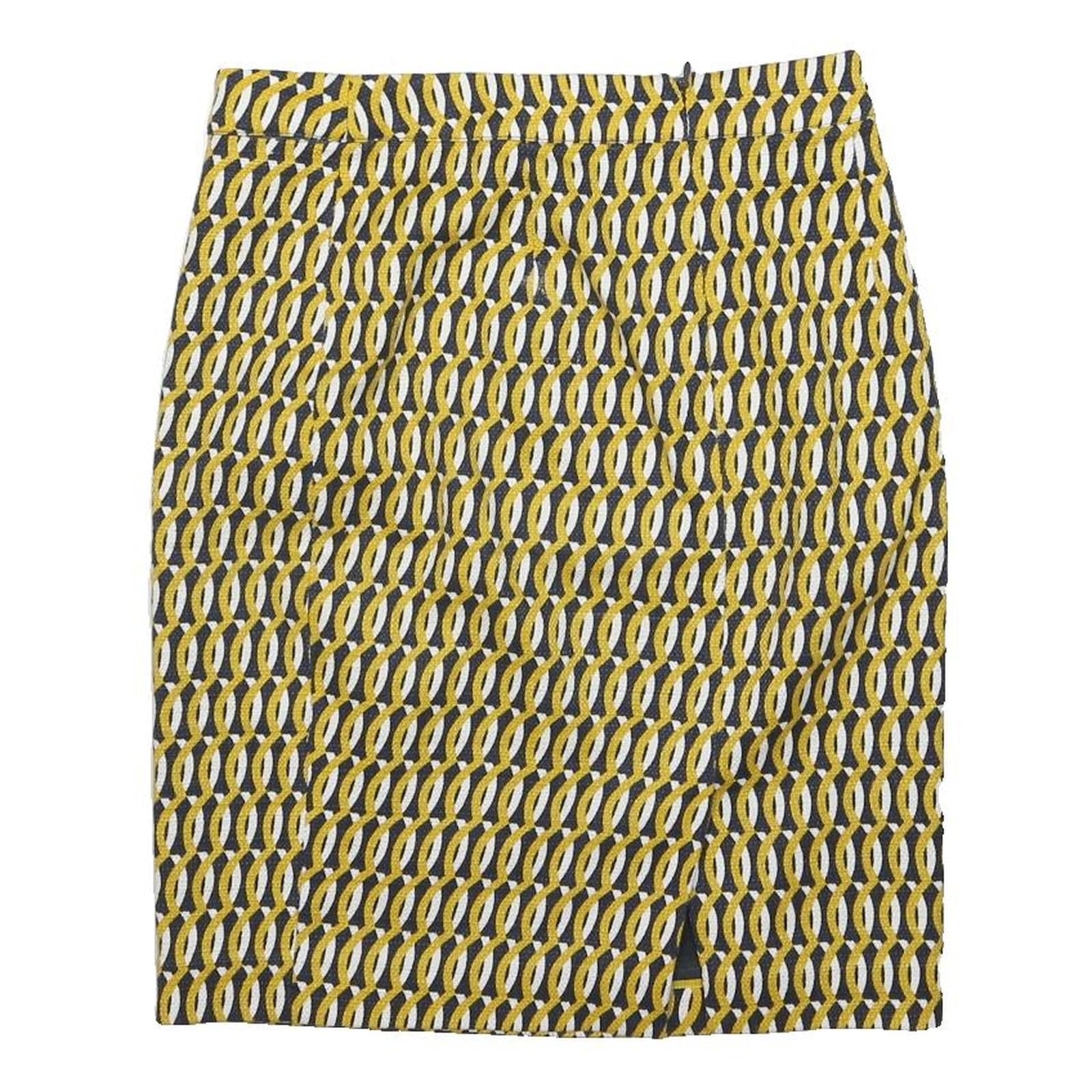BODEN Womens Yellow & Black Geo Print Pencil Knee Length Cotton Blend Skirt UK 8
