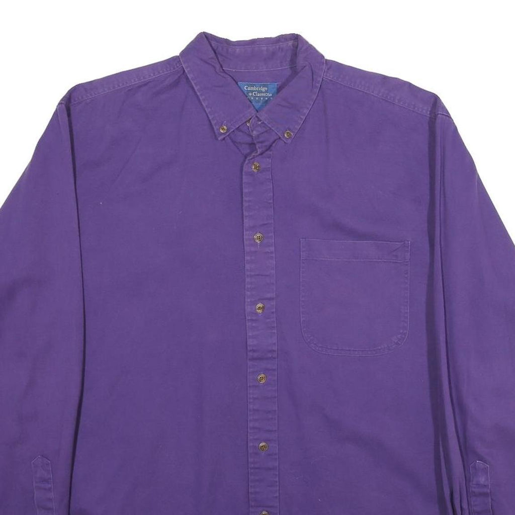 CAMBRIDGE CLASSICS Mens Purple Cotton Shirt L Button-Down Pocket Long Sleeve