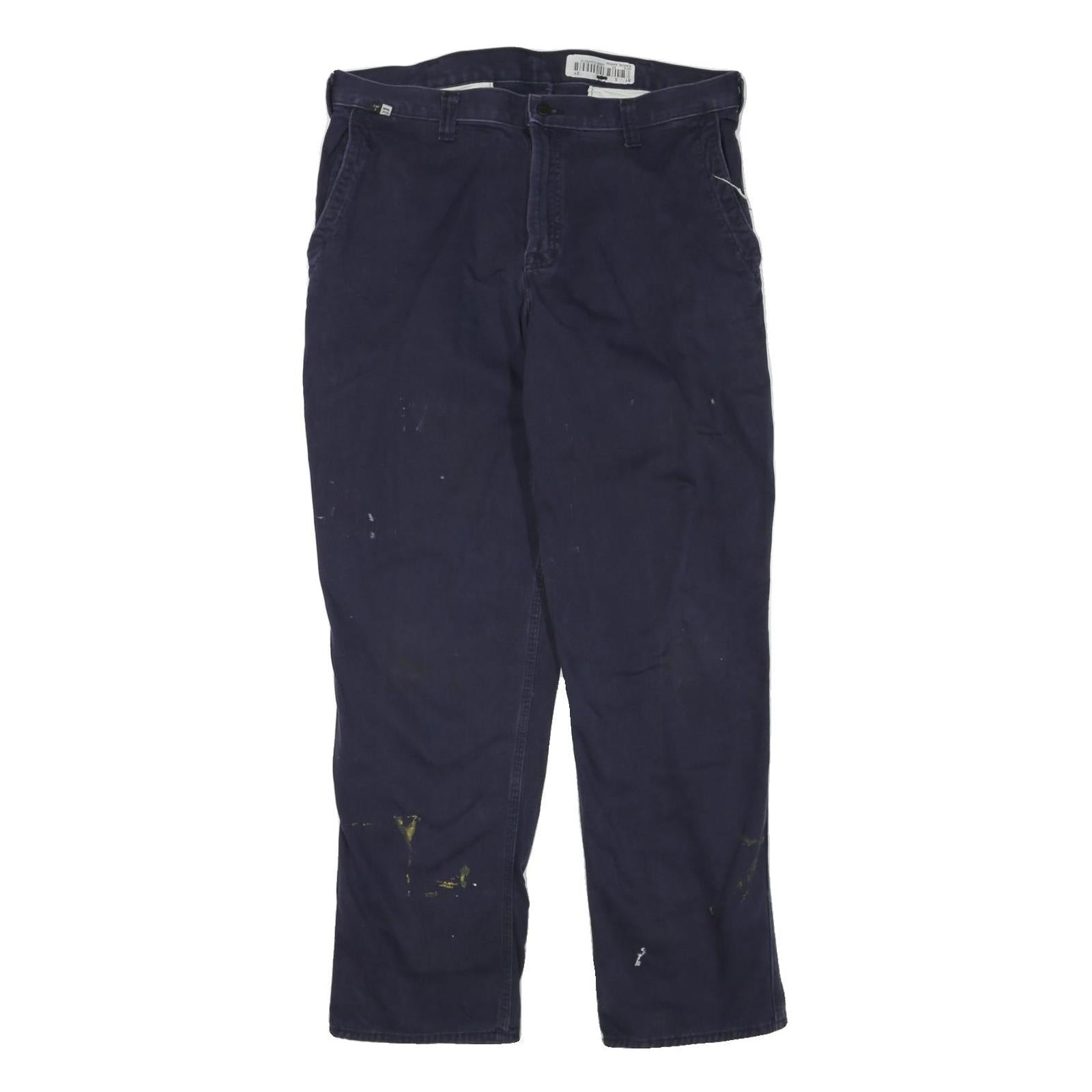 CARHARTT Mens Navy Regular Fit Zip Closure Cotton Blend Trousers W38 L32