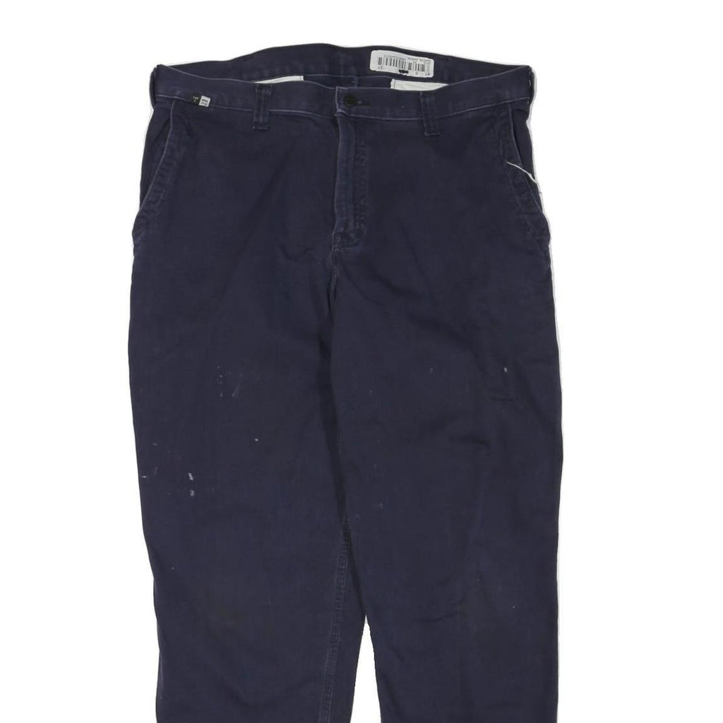 CARHARTT Mens Navy Regular Fit Zip Closure Cotton Blend Trousers W38 L32