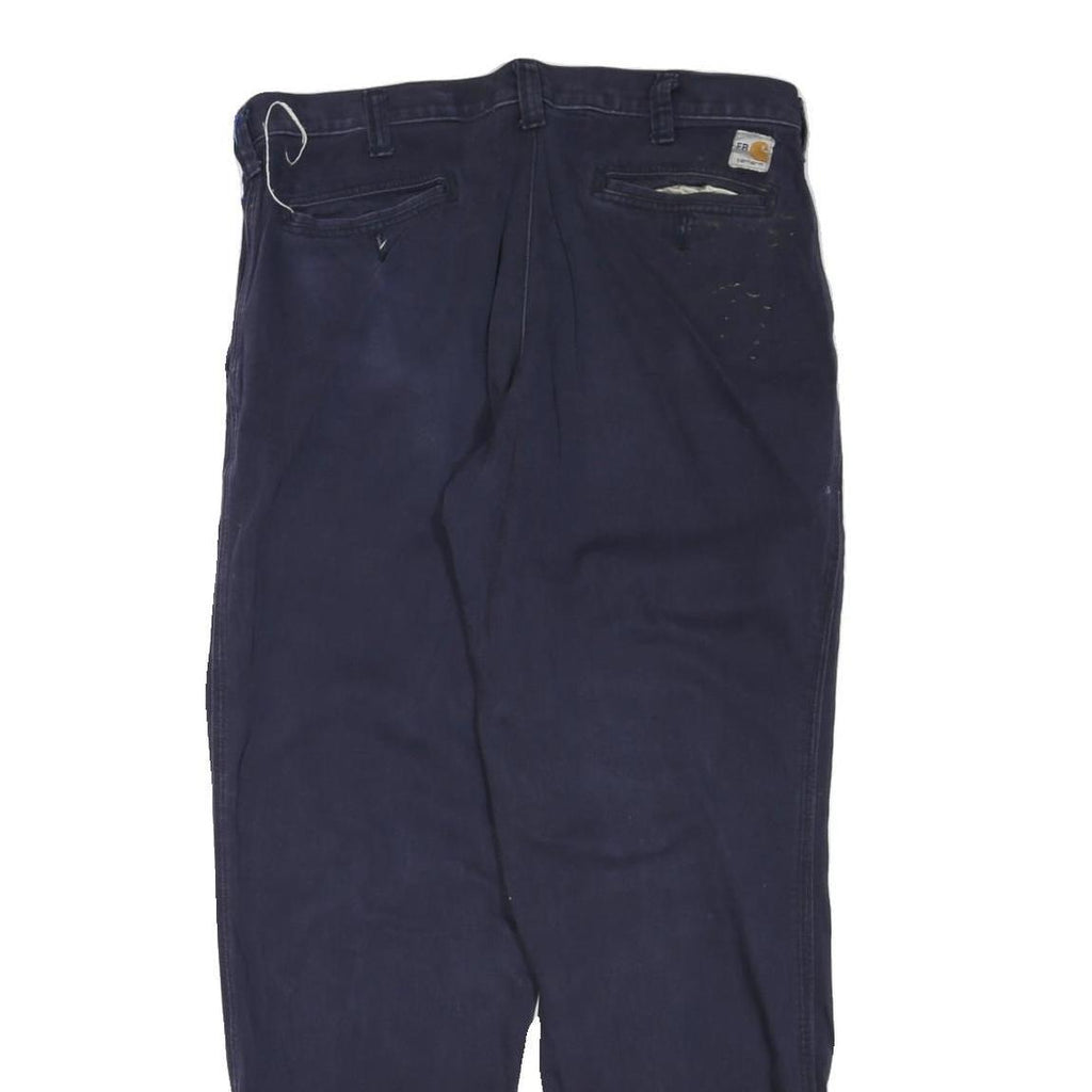 CARHARTT Mens Navy Regular Fit Zip Closure Cotton Blend Trousers W38 L32