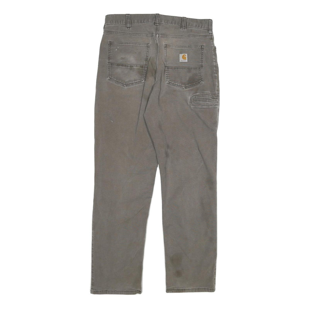 CARHARTT Mens Jeans Grey Regular Straight Cotton Blend W32 L31 Relaxed Fit