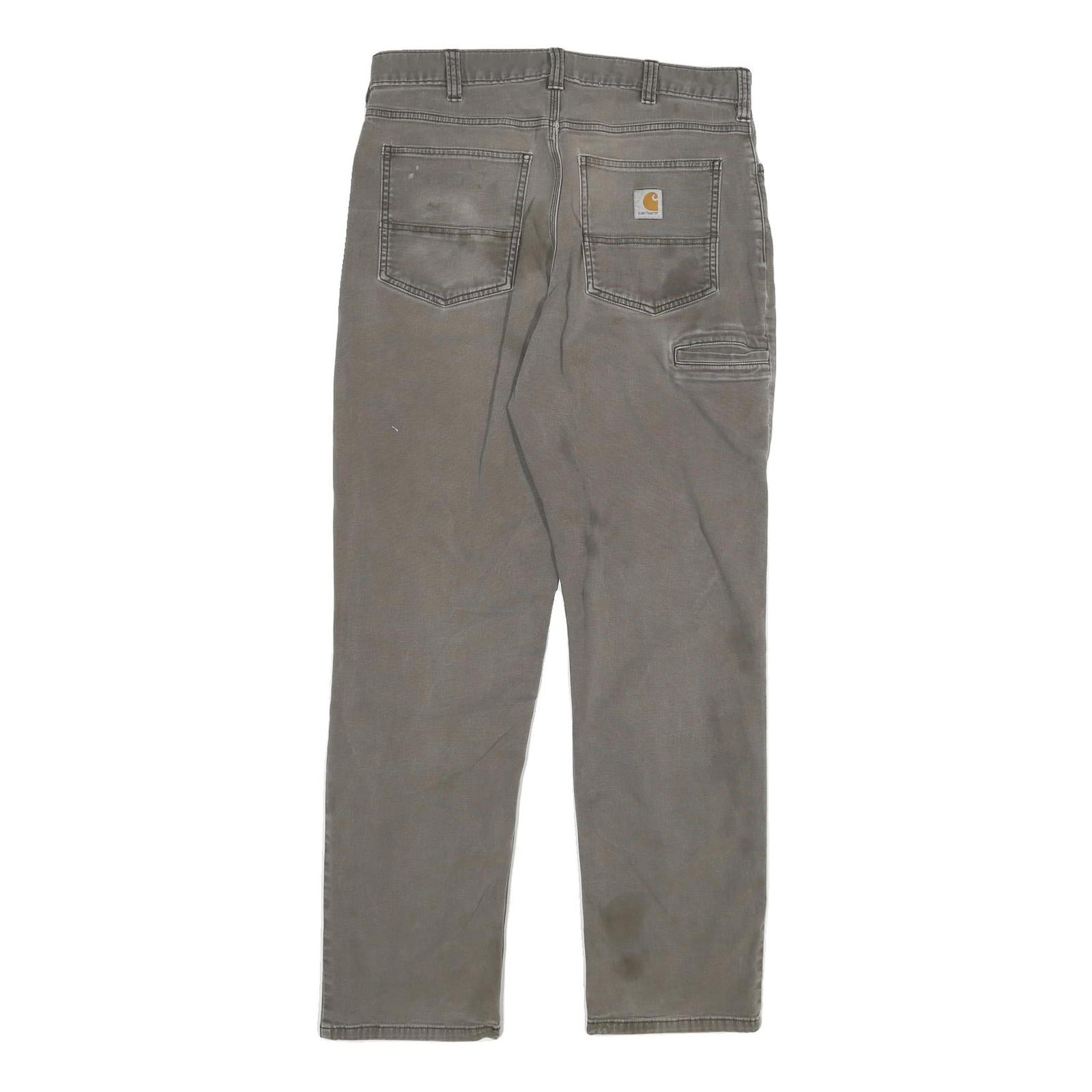 CARHARTT Mens Jeans Grey Regular Straight Cotton Blend W32 L31 Relaxed Fit