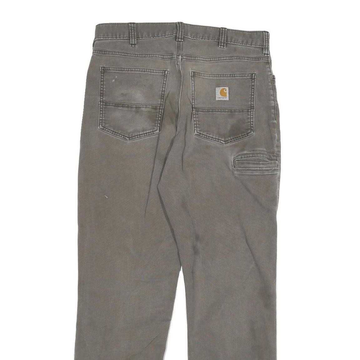 CARHARTT Mens Jeans Grey Regular Straight Cotton Blend W32 L31 Relaxed Fit