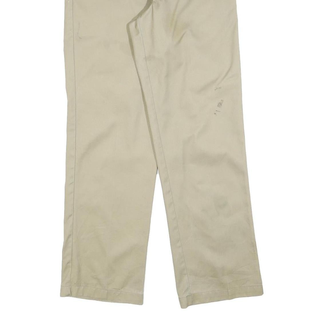 DICKIES Mens Cotton Blend Beige Regular Fit Straight Leg Trousers W32 L32