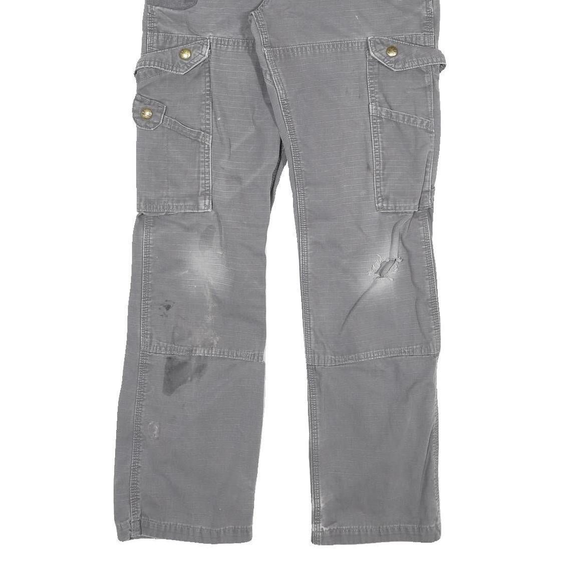 CARHARTT Mens Cotton Blend Grey Relaxed Straight Trousers W26 L30 Workwear