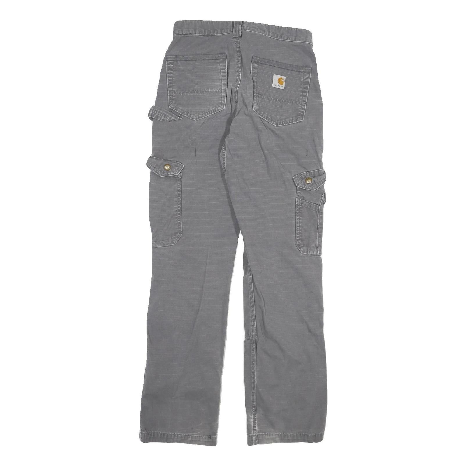 CARHARTT Mens Cotton Blend Grey Relaxed Straight Trousers W26 L30 Workwear