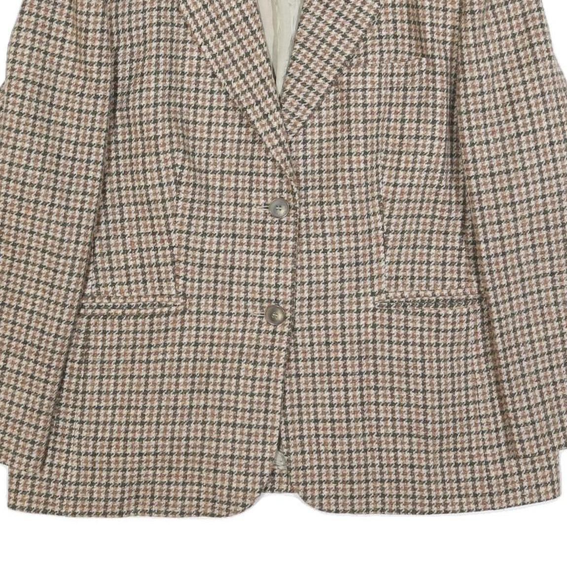 RODEL Womens Beige & Brown Wool Houndstooth Jacket XL Woven Button Closure