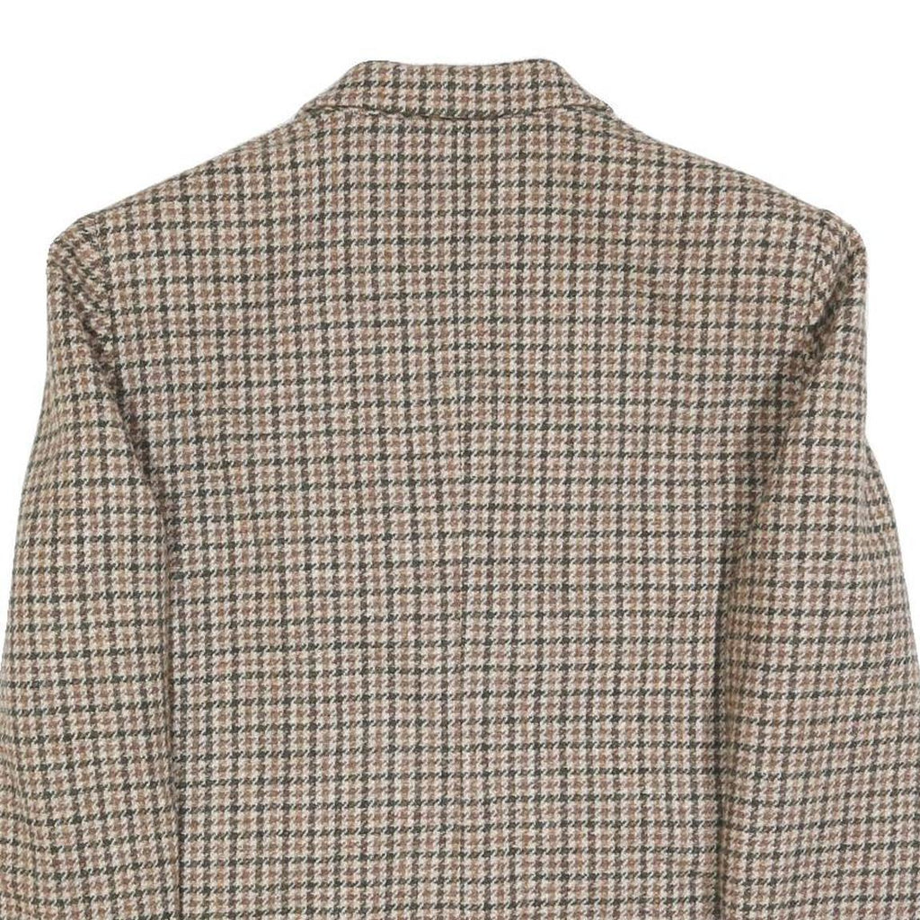 RODEL Womens Beige & Brown Wool Houndstooth Jacket XL Woven Button Closure