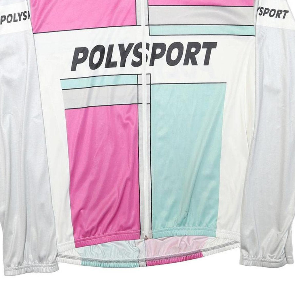 TZAMO Mens Pink & Blue Polysport Zip Jacket L Polyester Blend Colourblock