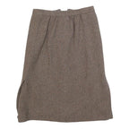 Womens Brown A-Line Midi Woven Plain Skirt Size S Classic Office Wear