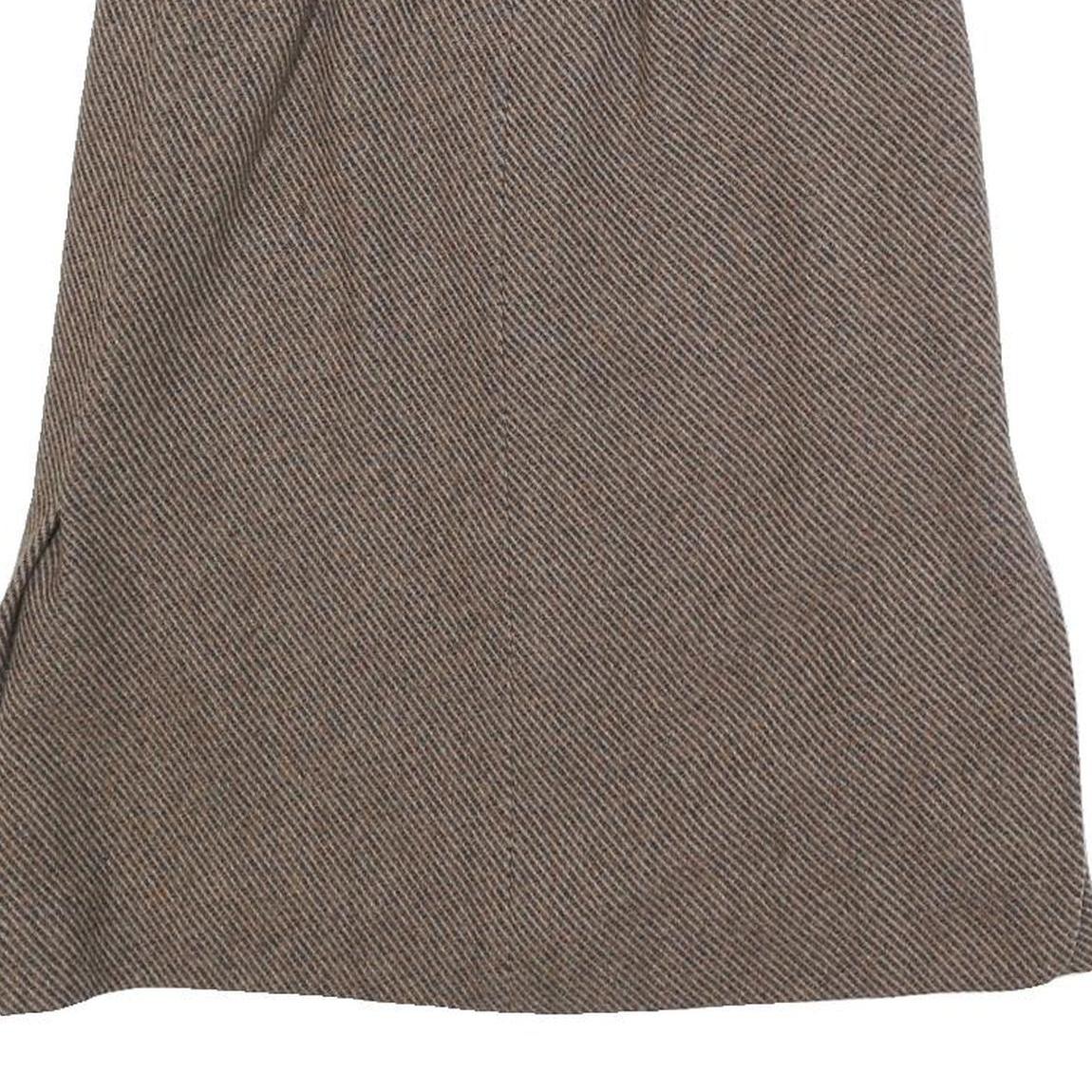 Womens Brown A-Line Midi Woven Plain Skirt Size S Classic Office Wear