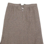 Womens Brown A-Line Midi Woven Plain Skirt Size S Classic Office Wear
