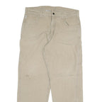 CARHARTT Mens Relaxed Beige Cotton Blend Zip Trousers W36 L32 Workwear Pants
