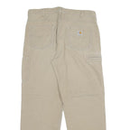CARHARTT Mens Relaxed Beige Cotton Blend Zip Trousers W36 L32 Workwear Pants