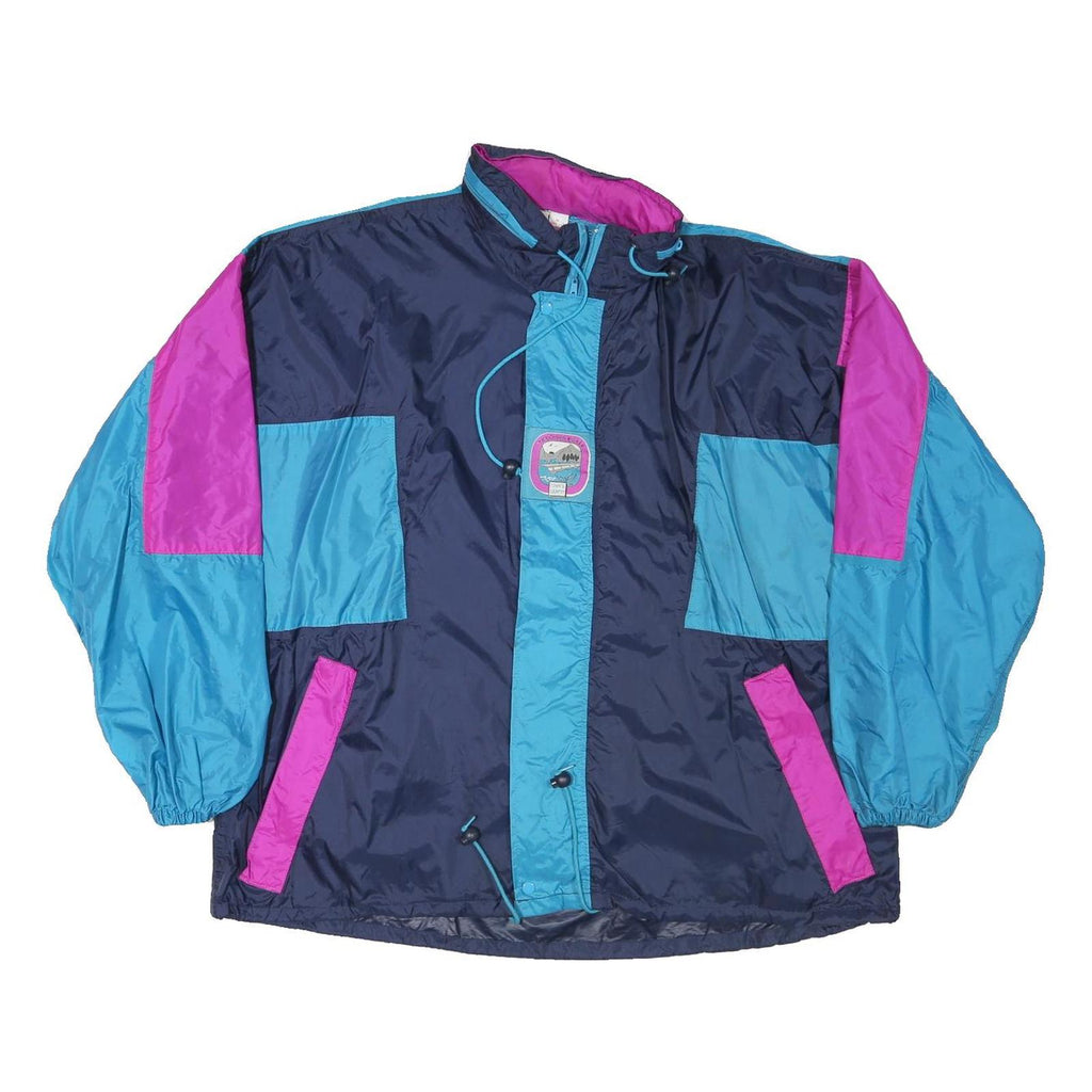Mens Blue & Purple Nylon Classic Jacket M Zip Retro Shell Windbreaker Colorblock