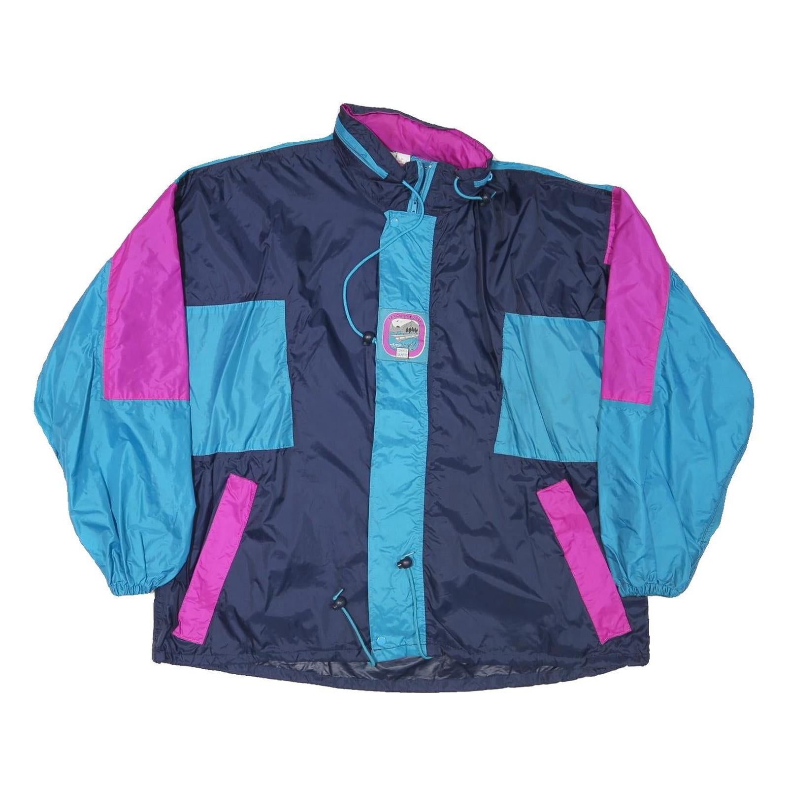 Mens Blue & Purple Nylon Classic Jacket M Zip Retro Shell Windbreaker Colorblock