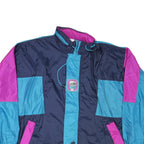 Mens Blue & Purple Nylon Classic Jacket M Zip Retro Shell Windbreaker Colorblock
