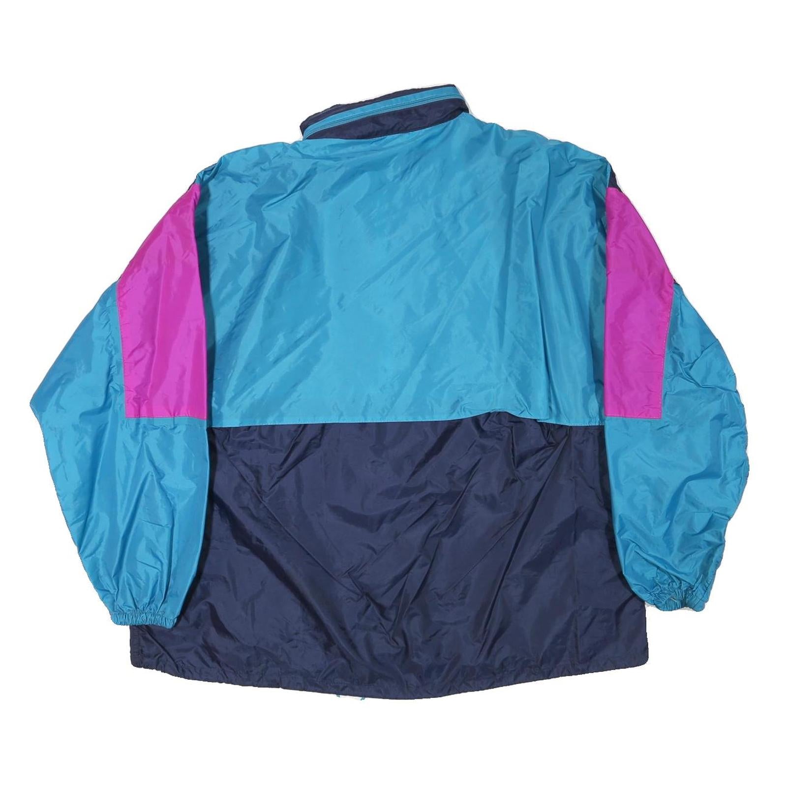 Mens Blue & Purple Nylon Classic Jacket M Zip Retro Shell Windbreaker Colorblock