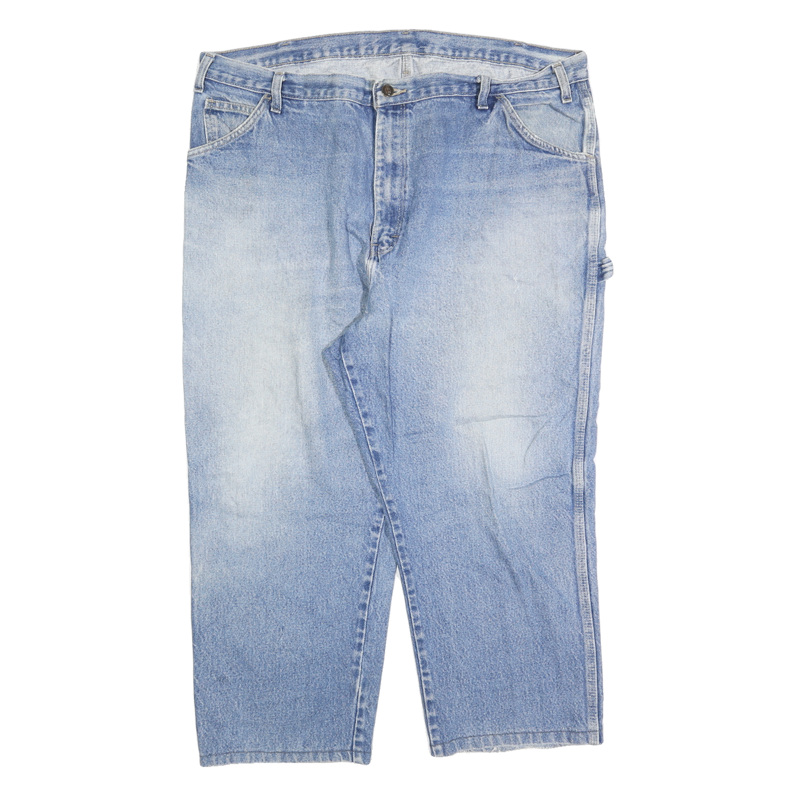 DICKIES Mens Jeans Blue Relaxed Straight Denim Light W42 L25 Workwear Zip