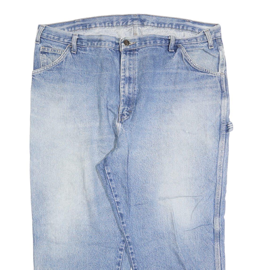 DICKIES Mens Jeans Blue Relaxed Straight Denim Light W42 L25 Workwear Zip