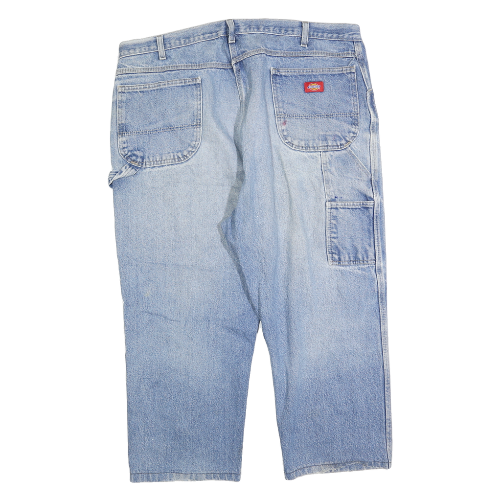 DICKIES Mens Jeans Blue Relaxed Straight Denim Light W42 L25 Workwear Zip