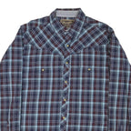 WRANGLER Mens Blue & Brown Check Long Sleeve Shirt L Western Style