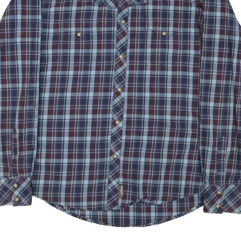 WRANGLER Mens Blue & Brown Check Long Sleeve Shirt L Western Style