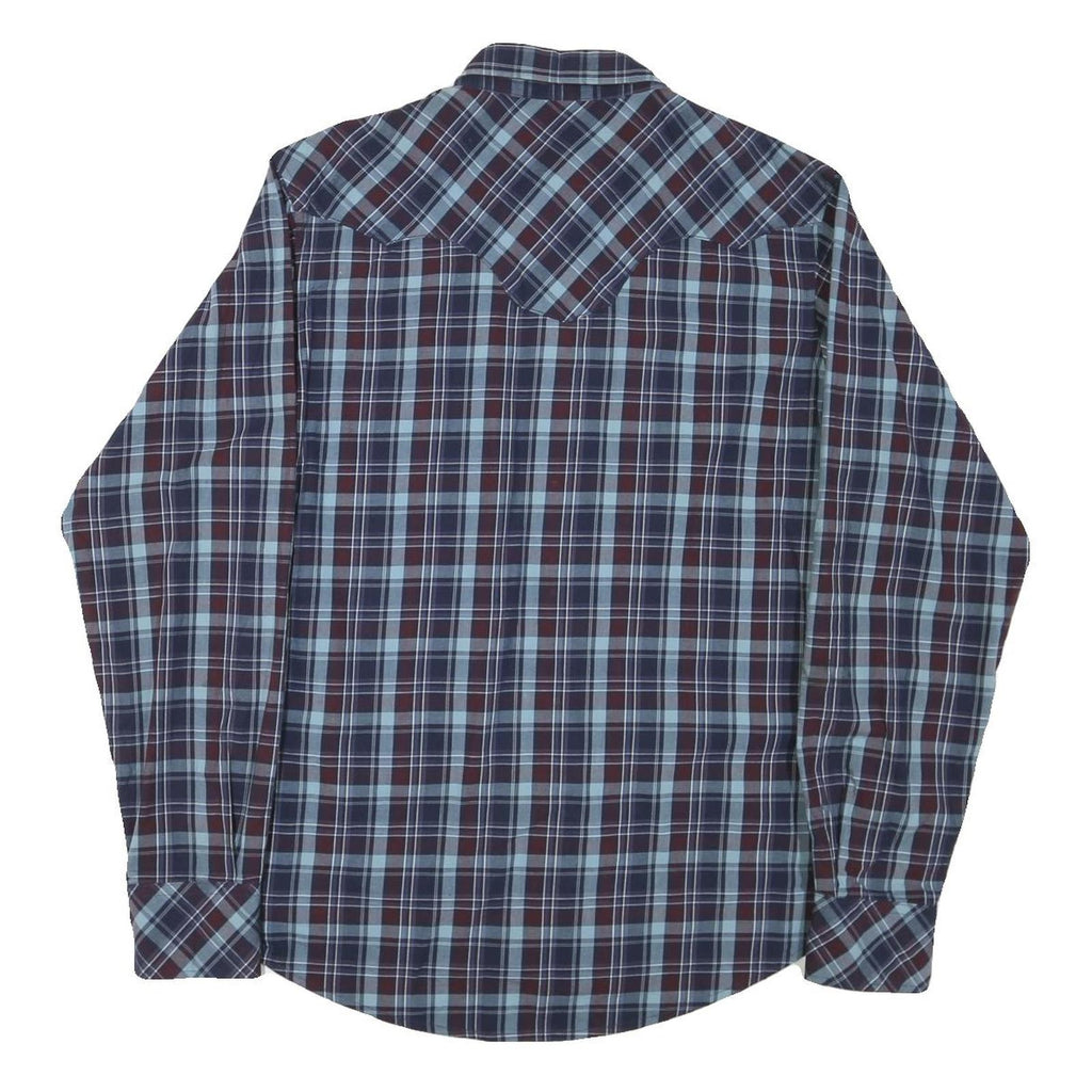 WRANGLER Mens Blue & Brown Check Long Sleeve Shirt L Western Style