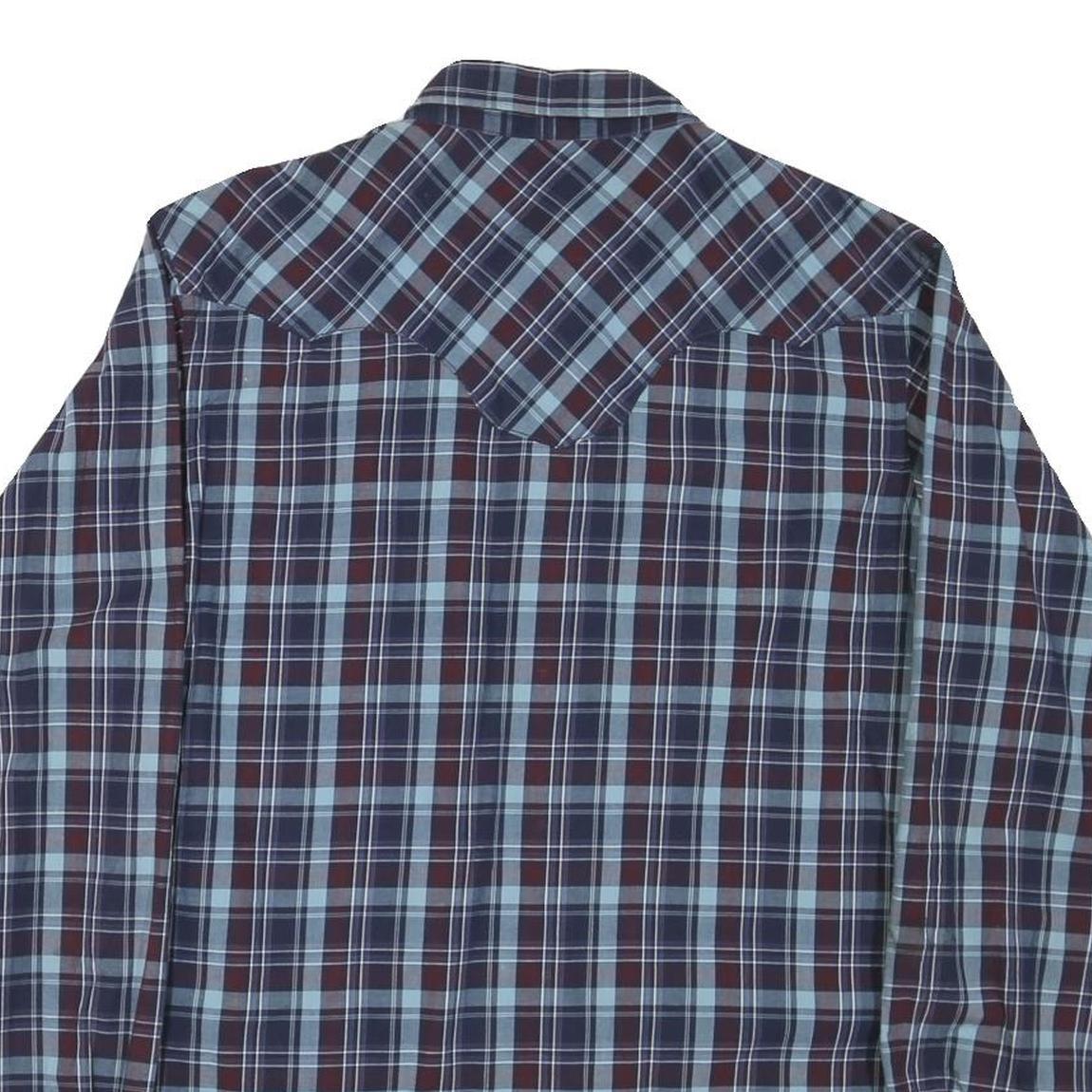 WRANGLER Mens Blue & Brown Check Long Sleeve Shirt L Western Style