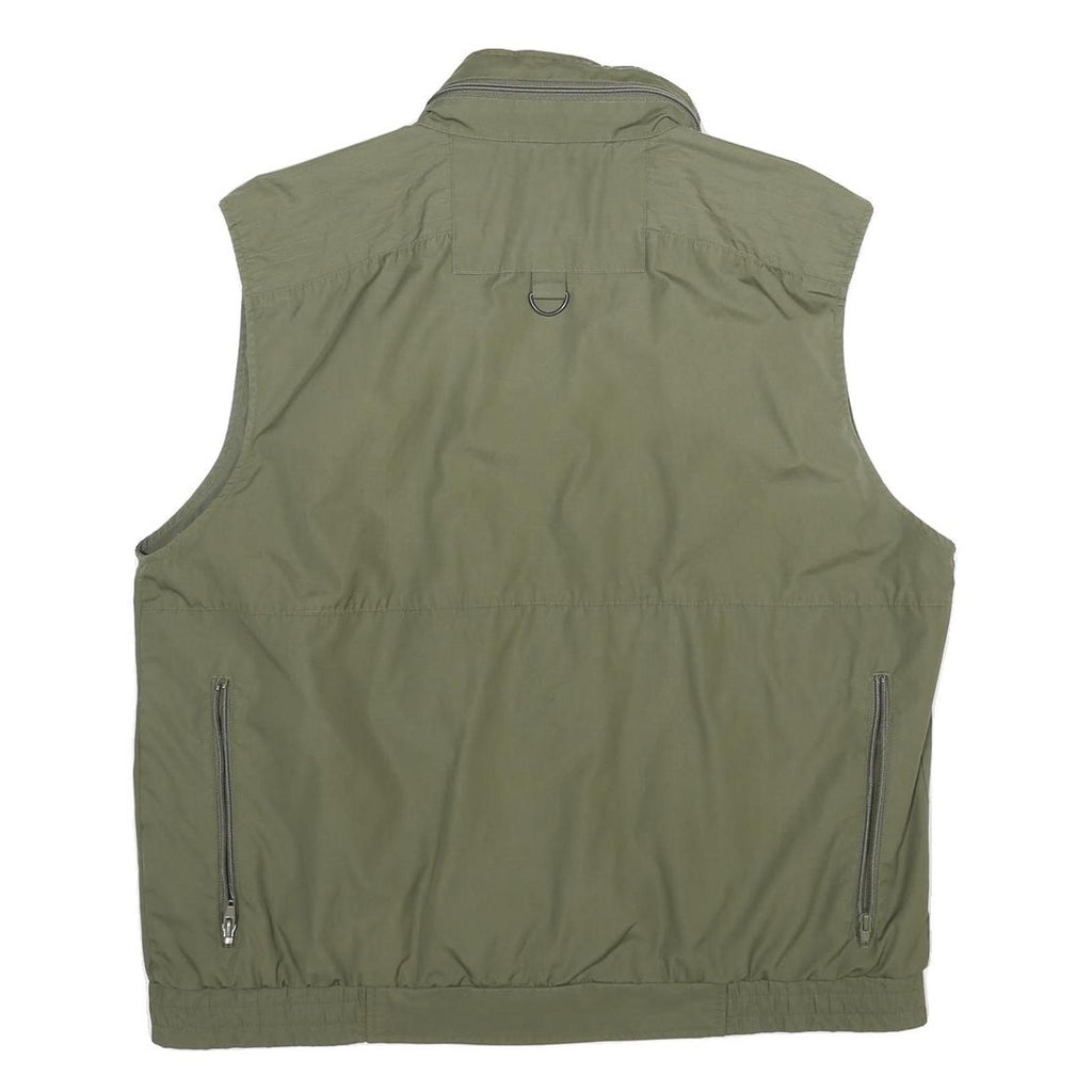 CIERRE SPORTWEAR Mens Green Utility Cotton Blend Gilet L Lightweight Zip Pocket