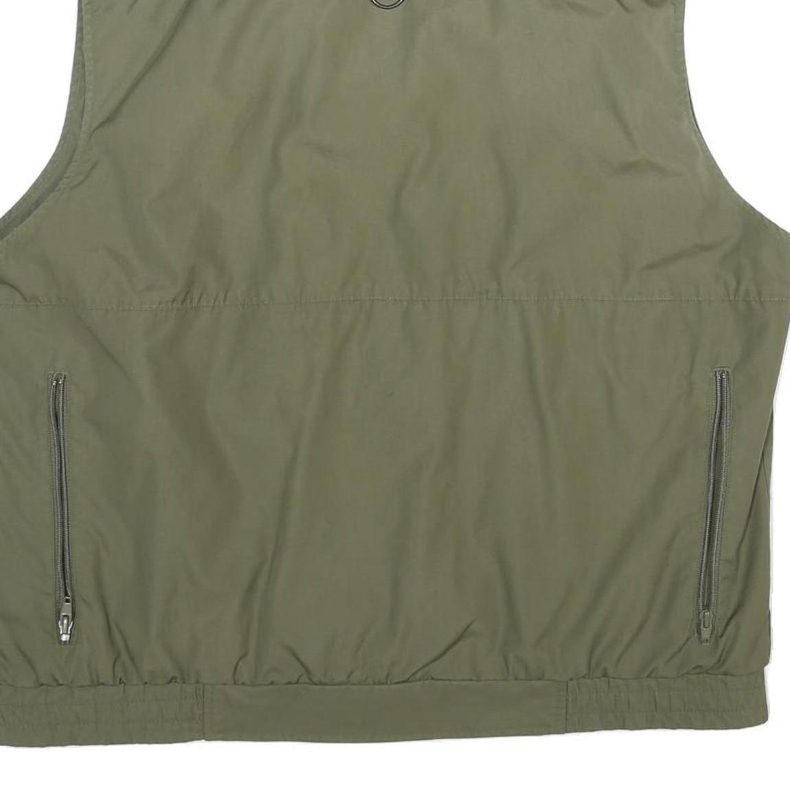 CIERRE SPORTWEAR Mens Green Utility Cotton Blend Gilet L Lightweight Zip Pocket