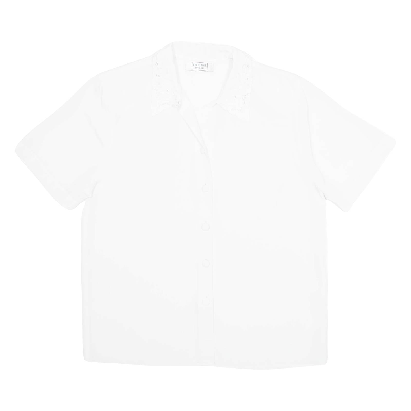 BEECHERS BROOK Womens Blouse White Collared L