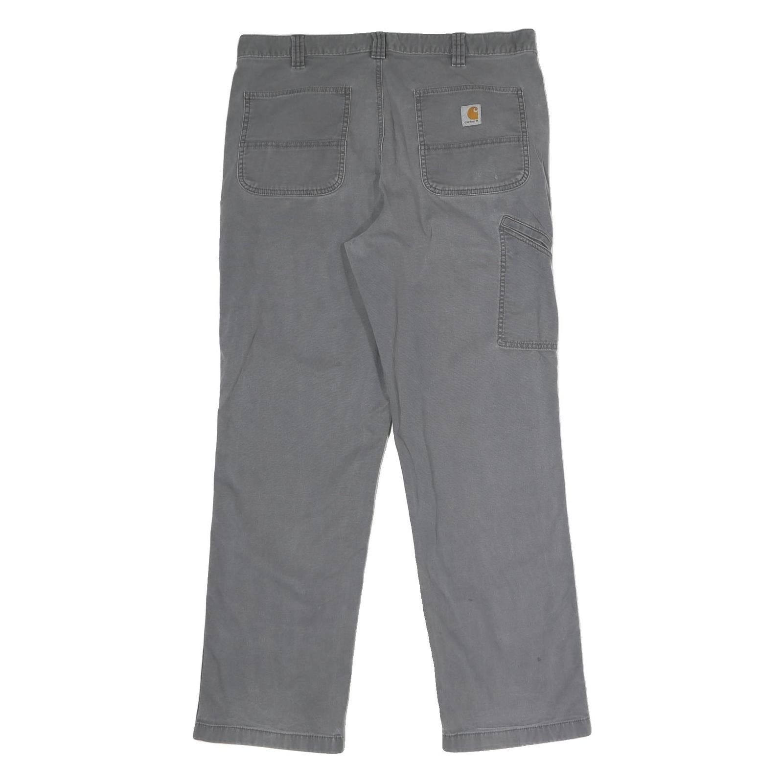 CARHARTT Mens Relaxed Grey Cotton Blend Trousers W38 L34 Workwear Utility Zip