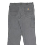 CARHARTT Mens Relaxed Grey Cotton Blend Trousers W38 L34 Workwear Utility Zip