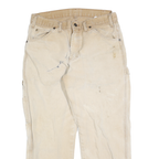 DICKIES Mens Jeans Beige Regular Straight Denim W32 L24 Workwear Utility Pants