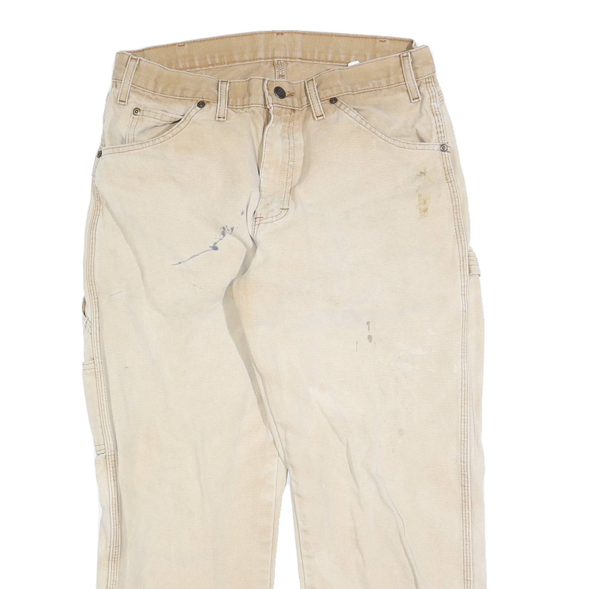 DICKIES Mens Jeans Beige Regular Straight Denim W32 L24 Workwear Utility Pants