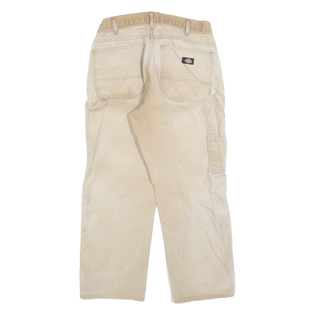 DICKIES Mens Jeans Beige Regular Straight Denim W32 L24 Workwear Utility Pants