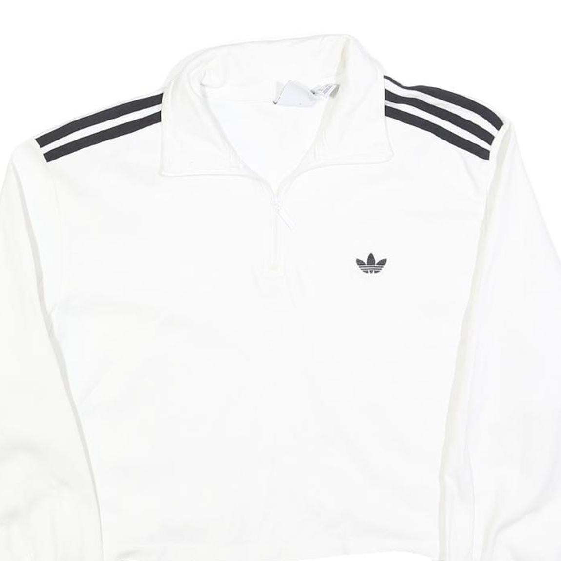 ADIDAS Womens White Sweatshirt Crew Neck UK 10 Cotton Blend Long Sleeve