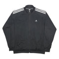 ADIDAS Mens Black Zip Jacket L Polyester Track Three Stripe Classic Sportswear