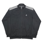 ADIDAS Mens Black Zip Jacket L Polyester Track Three Stripe Classic Sportswear