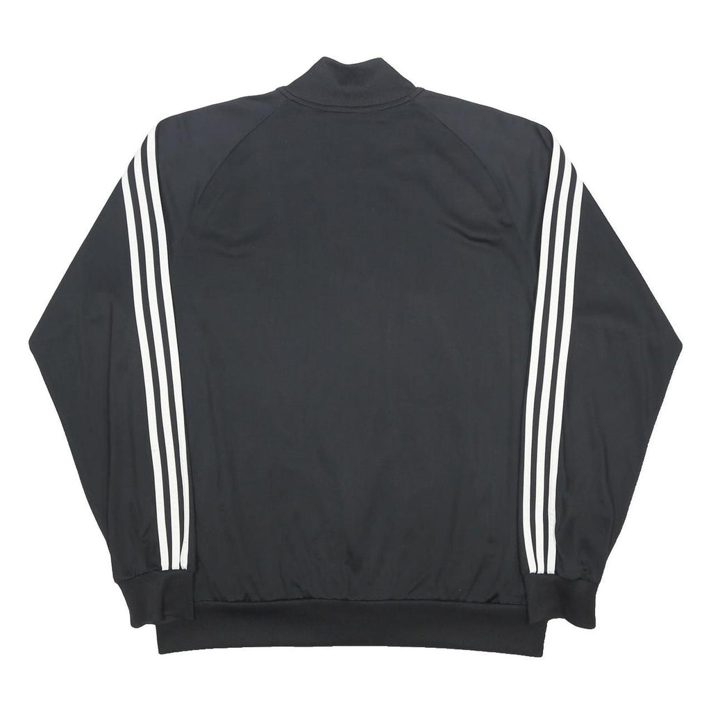 ADIDAS Mens Black Zip Jacket L Polyester Track Three Stripe Classic Sportswear
