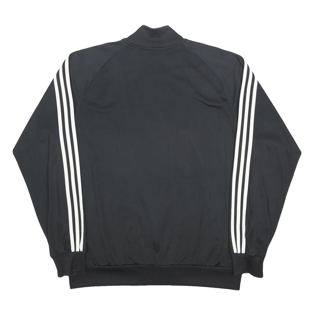 ADIDAS Mens Black Zip Jacket L Polyester Track Three Stripe Classic Sportswear