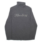 HARLEY DAVIDSON Womens Patterned Jumper Grey Roll Neck Tight Knit M