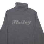 HARLEY DAVIDSON Womens Patterned Jumper Grey Roll Neck Tight Knit M