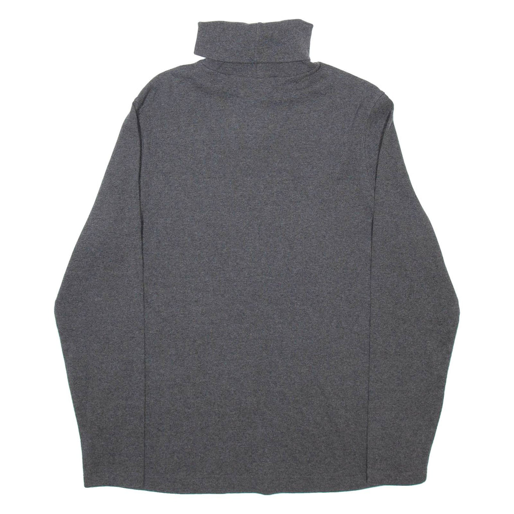 HARLEY DAVIDSON Womens Patterned Jumper Grey Roll Neck Tight Knit M