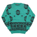 YING Womens Green Patterned Jumper Crew Neck Basic Knit M Fashion Knitwear