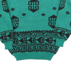 YING Womens Green Patterned Jumper Crew Neck Basic Knit M Fashion Knitwear