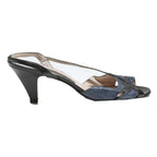 BALLY Blue & Black Womens Slingback Leather Heels UK 6 Elegant Designer Shoes