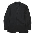 VALENTINO Mens Black Wool Classic Jacket L Woven Button Closure Formal Blazer